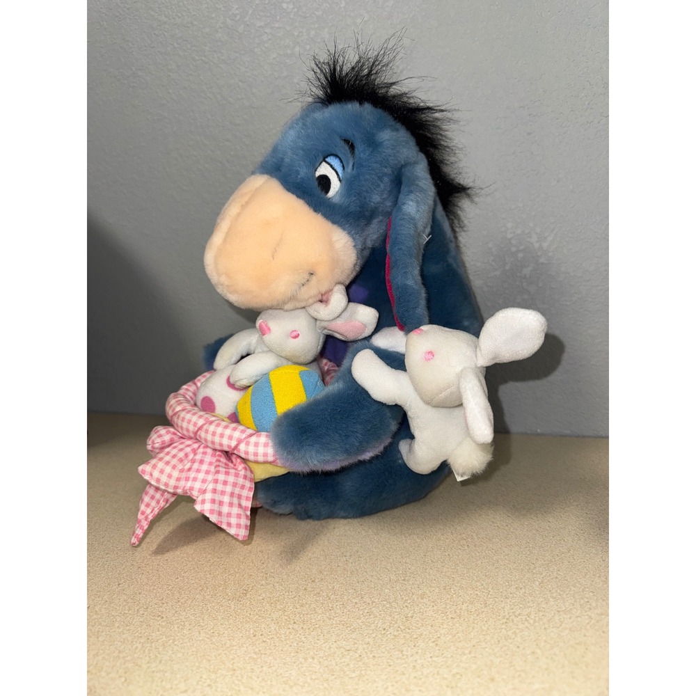 Disney Store Easter Eeyore with Bunnies and Basket Plush Winnie the Pooh‎ 12"